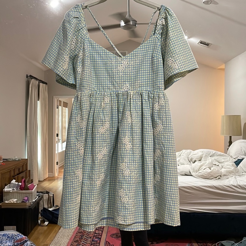 Flower checkered sparky dress